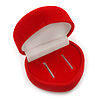 Small Red Velour Heart Ring Jewellery Box For Two Rings Or Stud Earrings
