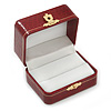 Victorian Style Burgundy Red Snake Leatherette Box for One & Two Rings With Gold Tone Metal Closure
