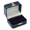 Victorian Style Dark Blue Snake Leatherette Box for One & Two Rings With Gold Tone Metal Closure