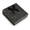 Black/Silver with Silk Bow Heart Motif Card Pendant/Necklace/Brooch/Earring/Set Box