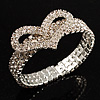 Dazzling Swarovski Crystal Heart Flex Bangle Bracelet (Silver Tone)