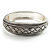 Vintage Braided Hinged Bangle Bracelet (Antique Silver Tone)