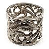 Curling Snakes Chunky Mesh Bangle (Burn Silver Tone)