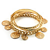 Patterned Greek Style Coin Metal Bangles - Set of 3 Pcs (Gold Tone)