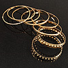 Hammered Metal Bangles- Set of 8 Pcs (Gold Tone)