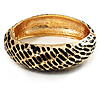 Gold Plated Animal Pattern Hinged Bangle Bracelet (Gold & Black)