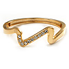 Gold Plated Crystal 'Zig Zag' Hinged Bangle Bracelet
