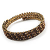 Burn Gold Amber Coloured Crystal Multistrand Flex Bangle Bracelet