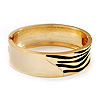 Gold Plated 'Zebra Print' Hinged Bangle Bracelet