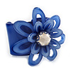 Violet Blue Wide Acrylic Floral Cuff Bangle