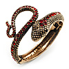 Vintage Diamante Snake Bangle Bracelet (Burn Gold Tone)