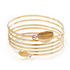 Gold Plated Crystal Leaf Armlet Bangle - up to 28cm upper arm