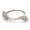 Silver Plated Clear Diamante 'Calla Lily' Flex Bracelet - Adjustable