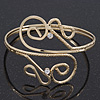 Gold Plated Textured 'Twirls' Diamante Armlet Bangle - Adjustable