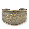 Brushed Gun Metal 'Phoenix and Dragon' Silhouette Cuff Bracelet - up to 20cm