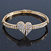 Clear Diamante 'Heart' Bracelet In Gold Plating - 17cm Length