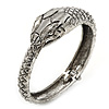 Burn Silver Vintage Inspired 'Snake' Hinged Bangle Bracelet - up to 17cm length