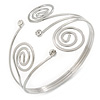Swirl, Diamante Upper Arm, Armlet Bracelet In Silver Tone - 27cm L - Adjustable