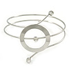 Silver Tone Open Circle Geometric with Clear Accent Upper Arm/ Armlet Bracelet - up to 27cm L