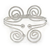 Greek Style Swirl Upper Arm, Armlet Bracelet In Rhodium Plating - 27cm L - Adjustable