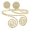 Gold Tone Hammered Circles And Swirls Upper Arm/ Armlet Bracelet - Adjustable