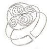 Greek Style Twirl Upper Arm, Armlet Bracelet In Hammered Silver Plating - Adjustable
