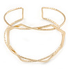Gold Plated Textured Frame Cuff Bangle Bracelet - 19cm L - Adjustable