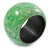 Chunky Mint Green Marbled Effect Wood Bangle Bracelet - Medium - up to 17cm L