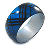 Blue/ Black Acrylic 'Tartan Pattern' Bangle Bracelet -  20cm Length