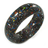 Black Resin with Mosaic Effect Bangle Bracelet - Medium - 17cm L