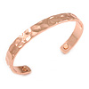 Men Women Beaten Effect Copper Magnetic Cuff Bracelet  with Two Magnets - Adjustable Size - 7½" (19cm )