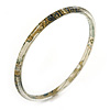 Thin Beige/ Olive Glitter Pattern Acrylic Bangle Bracelet - 19cm L