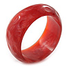 Chunky Cranberry Red with Hammered Effect Acrylic Bangle Bracelet - Large - 20cm L