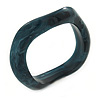 Curvy Teal with Marble Effect Resin Bangle Bracelet - 18cm L