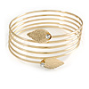 Gold Tone  Crystal Leaf Armlet Bangle - up to 26cm upper arm - For Small Size Upper Arm