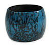 Oversized Chunky Wide Wood Bangle in Teal/ Black