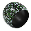 Wide Chunky Wooden Bangle Bracelet in Green/ White/ Black - Medium Size