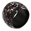 Wide Chunky Wooden Bangle Bracelet in Brown/ White/ Black - Medium Size