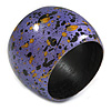 Chunky Wooden Bangle Bracelet in Purple/ Gold/ Black - Medium Size