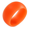 Off Round Acrylic Bangle Bracelet In Peach Orange Matte Finish - Medium Size