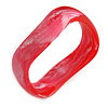 Curvy Blurred Red/ White Acrylic Bangle Bracelet Matte Finish - Medium Size