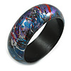 Round Wooden Bangle Bracelet in Abstract Paint in Red/ Blue/ Black/ Purple/ Silver- Medium Size