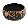 Black/ Cream Wood Bangle Bracelet(Possible Natural Irregularities) - Medium