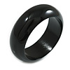 Black Round Wooden Bangle Bracelet - Medium Size