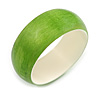 Celery Green Acrylic Off Round Bangle Bracelet - Medium Size
