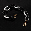 Silver And Black Plastic Oval Link Costume Bracelet