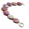 Flat Round Disc Shell Small Bracelet On Cotton Tread (Lustrous Lilac&Green)