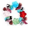 Multi-Coloured Beaded Glass Floral Flex Bracelet