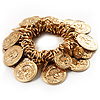 Gold Tone Coin Link Flex Bracelet