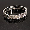 Silver Tone Diamante Stretch Fashion Bracelet (Crystal Clear)